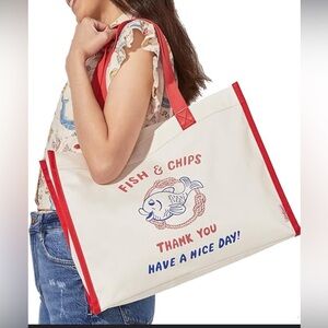 Vintage look Red and White Tote Bag